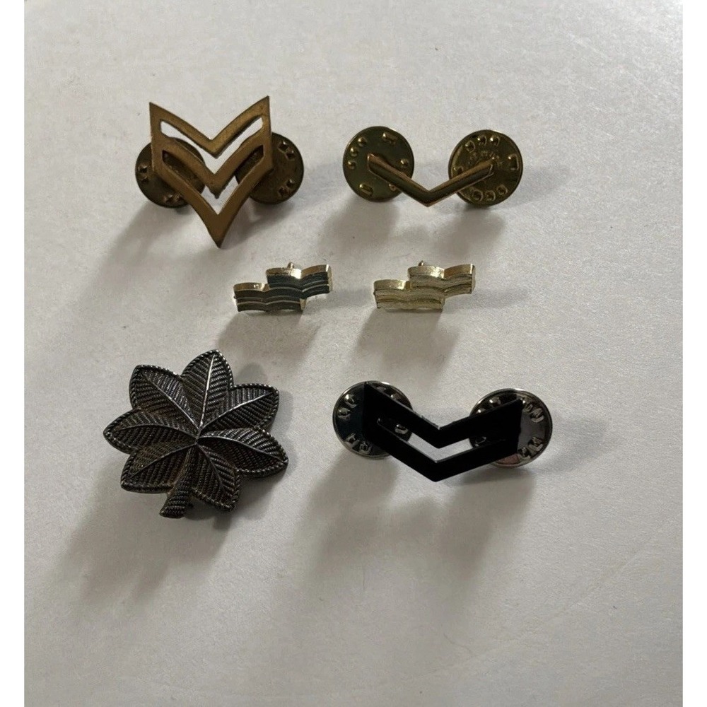 WW2 Military Rank Officer Insignia Lapel Pin Lot Vintage Army Navy Chevron Oak
